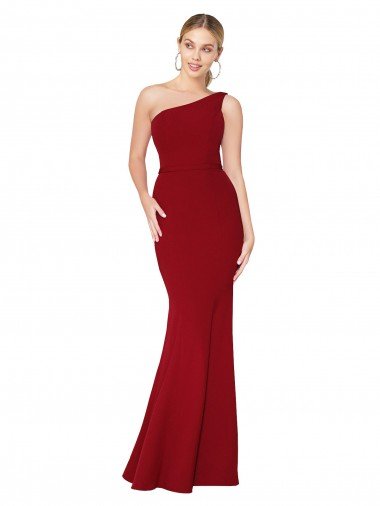 One Shoulder Long High Neck Sleeveless Mermaid Crepe Prom Dress Canada