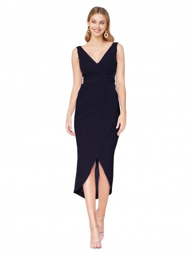 Short Knee Length V-Neck Crepe Cocktail Wrap Cocktail Prom Dress / Homecoming Dress Canada