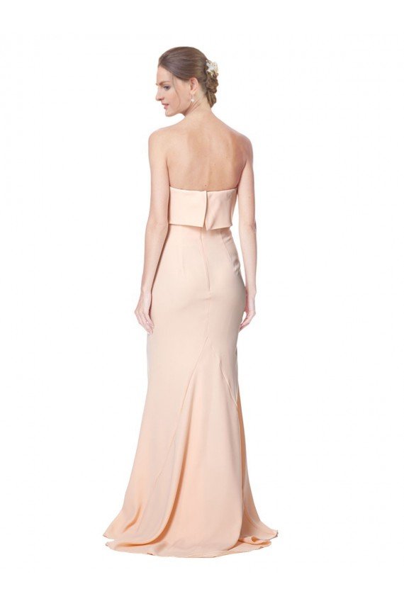 High Neck Strapless Long Crepe Maxi Prom Dress with Overlay