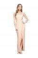 Floor Length Square Neck Long Sheath Crepe Prom Dress 