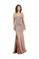 Fishtail Shape V-Neck Crepe Prom Dress with Slit