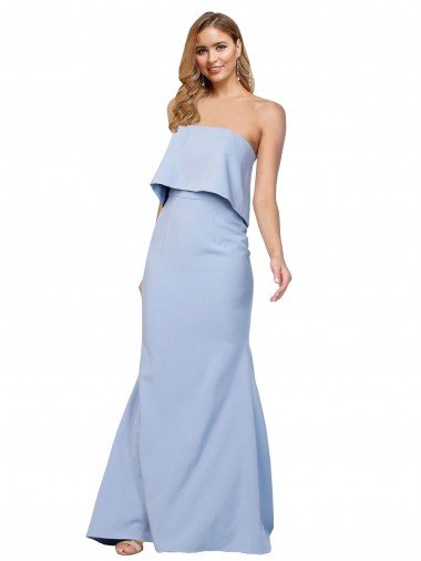 Strapless Full Length Crepe Prom Dress with Bodice Overlay Canada