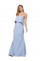 Strapless Full Length Crepe Prom Dress with Bodice Overlay