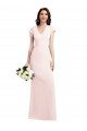 Cap Sleeve A-Line Crepe Prom Dress with Pockets