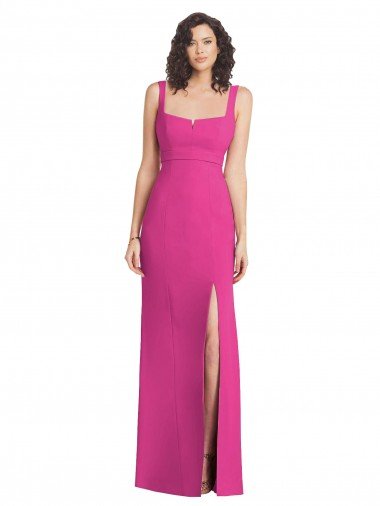 Wide Strap Notch Empire Waist Bridesaid Dress with Front Slit Canada