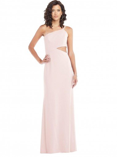 Flirty One Shoulder Midriff Cutout Maxi Crepe Prom Dress Canada