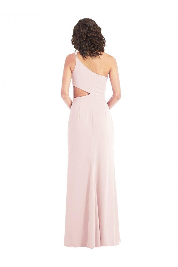 Flirty One Shoulder Midriff Cutout Maxi Crepe Prom Dress