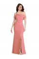 One Shoulder Draped Cuff Maxi Prom Dress with Front Slit