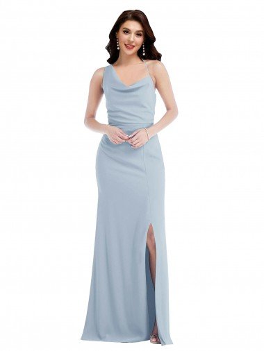 One Shoulder Draped Cowl Neck Maxi Prom Dress Canada