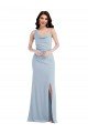 One Shoulder Draped Cowl Neck Maxi Prom Dress