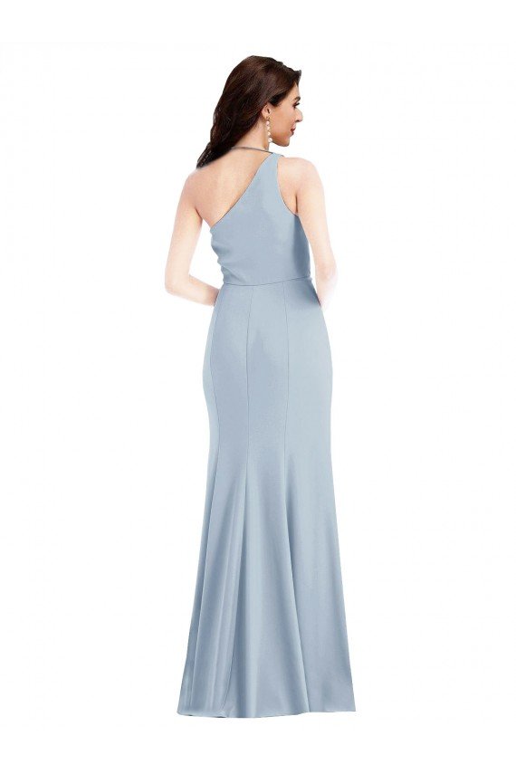 One Shoulder Draped Cowl Neck Maxi Prom Dress