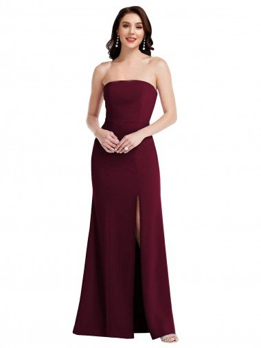 Strapless Crepe Maxi Prom Dress with Front Slit Canada