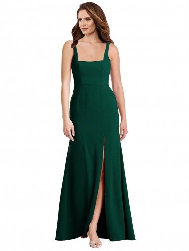 Square Neck Trumpet Maxi Prom Dress with Front Slit Canada