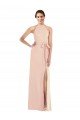 Halter Criss Cross Cutout Back Maxi Crepe Prom Dress