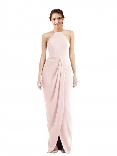 Halter Draped Tulip Skirt Maxi Prom Dress Canada