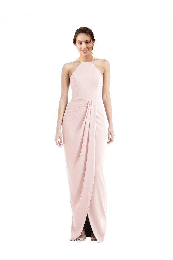 Halter Draped Tulip Skirt Maxi Prom Dress