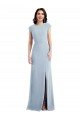 Cap Sleeve Open Back Trumpet Crepe Prom Dress with Front Slit