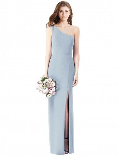 One Shoulder Crepe Trumpet Prom Dress with Front Slit Canada