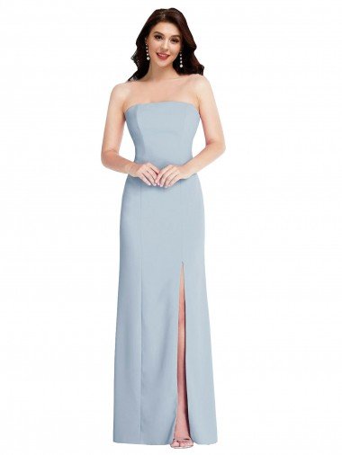 Strapless Scoop Back Maxi Crepe Prom Dress with Front Slit Canada