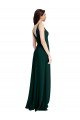 Slim A-Line V-Neck Full Length Crepe Prom Dress with Side Slit