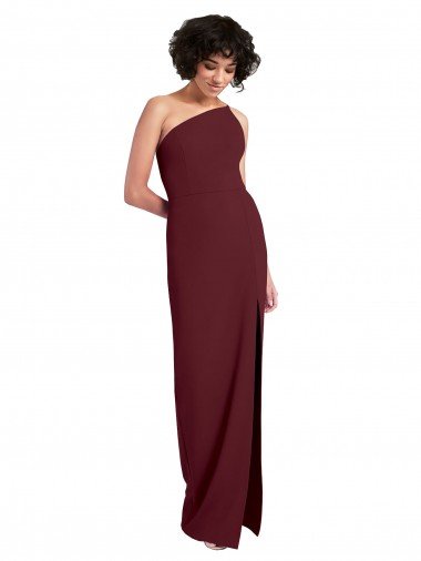 Sleek One Shoulder Long Crepe Prom Dress with Daring Slit Canada