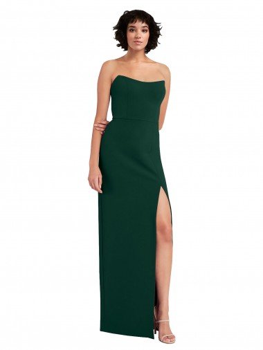 Scooped Strapless Neckline Crepe Prom Dress with Side Slit Canada