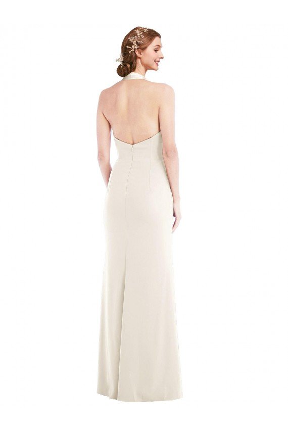 Halter Tuxedo Maxi Prom Dress with Front Slit