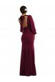 Bishop Sleeve Open Back Trumpet Crepe Prom Dress with Scarf Tie