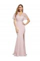 Crepe Long Sweetheart Neckline Prom Dress with Tulle Overlay Shoulders