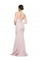 Straight Neck Long Strapless Crepe Prom Dress with Soft Tulle Overlay and Small Train