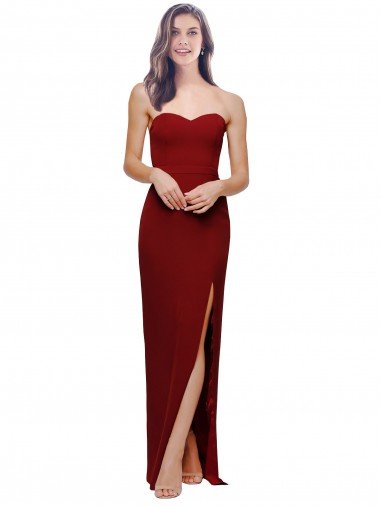 Straight Pencil Skirt Long Sweetheart Crepe Prom Dress with High Side Split Canada