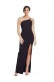 Long Floor Length Crepe Prom Dress with Side Split and One Strap