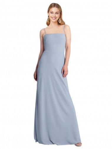 Straight Neckline Crepe Slip Prom Dress with Strappy Back Canada