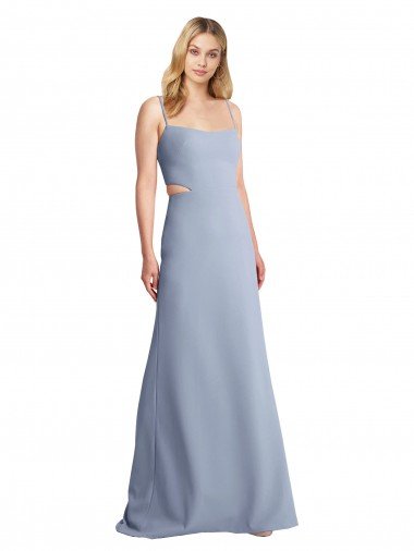 Feminine Scoop Neckline Long Crepe Slip Prom Dress  Canada