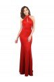 Halter Neck keyhole Front Back Long Stretch Satin Prom Dress