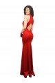 Halter Neck keyhole Front Back Long Stretch Satin Prom Dress