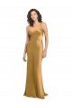 One Shoulder Long Floor Length Stretch Satin Slip Prom Dress