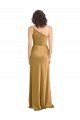 One Shoulder Long Floor Length Stretch Satin Slip Prom Dress