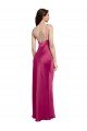 V-Neck Spaghetti Straps Slim Stretch Satin Prom Dress with Low Scoop Back