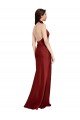 Backless Halter Long Stretch Satin Prom Dress