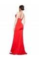 Low Back Cowl Neck Stretch Satin Prom Dress with High Side Slit