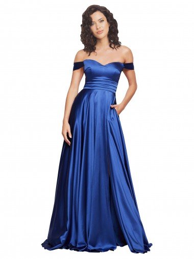 Ball Gown Off the Shoulder Sweetheart Stretch Satin Prom Dress Canada