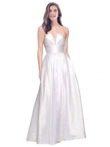 Full Length Strapless V-Cutout Stretch Satin Prom Dress Canada