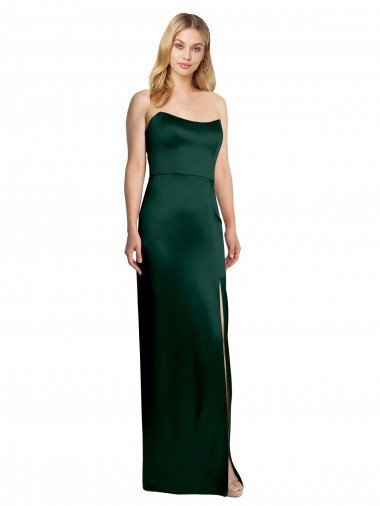 Scooped Strapless Neckline Stretech Satin Prom Dress with Side Slit Canada