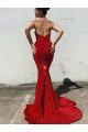 Mermaid Sweetheart Sleeveless Long Court Train Velvet Sequin Prom Dress