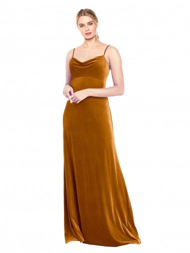 Long Velvet Cowl Neck Slip Prom Dress Canada