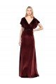 Flutter Sleeves Open Back Long Velvet Prom Dress