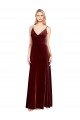 Faux Surplice Neckline Slim A-Line Long Velvet Prom Dress