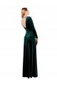 Plunging V-Neckline Long Sleeves Open Back Velvet Prom Dress