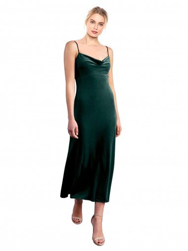 Midi Length Cowl Neck Velvet Slip Cocktail Prom Dress / Homecoming Dress Canada